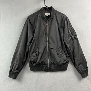 Wallace & Barnes Jacket Mens Small Black MA-1 Bomber Full Zip Casual Outdoor